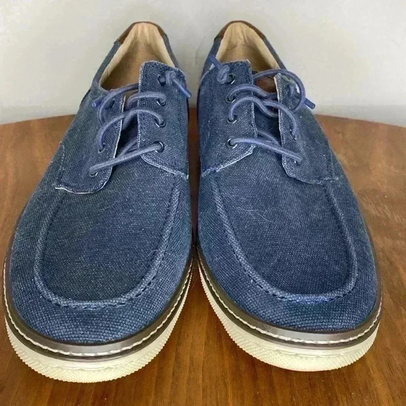 Johnston & Murphy McGuffey Blue Moc Toe Canvas Sneaker Shoe US 9 Sheepskin - Picture 2 of 7